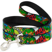 Dog Leash - Classic Teenage Mutant Ninja Turtles Action Poses/Action Bubbles Dots Blues Dog Leashes Teenage Mutant Ninja Turtles
