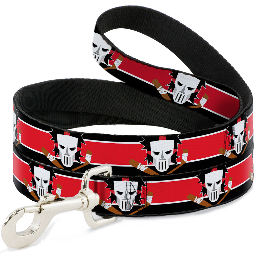 Dog Leash - Casey Jones Baseball & Hockey Stick CLOSE-UP Stripe Black/White/Red Dog Leashes Teenage Mutant Ninja Turtles