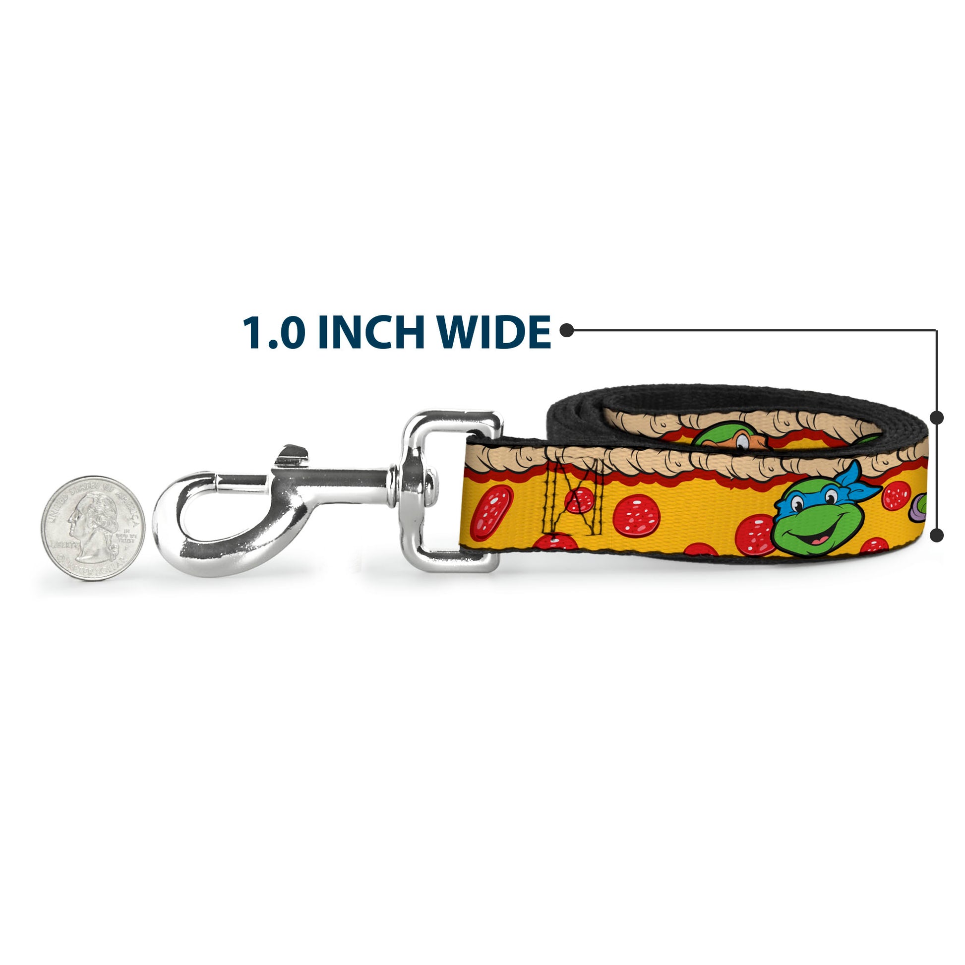Dog Leash - Classic Teenage Mutant Ninja Turtles 4-Turtle Faces Pepperoni Pizza/Turtles Pose16 Dog Leashes Teenage Mutant Ninja Turtles