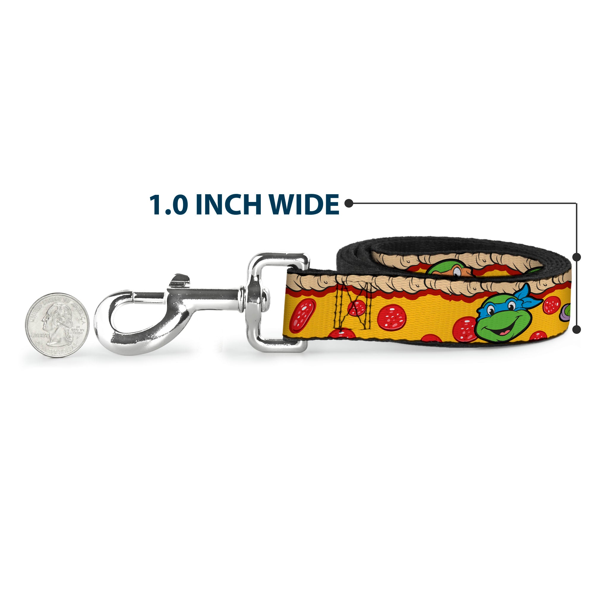Dog Leash - Classic Teenage Mutant Ninja Turtles 4-Turtle Faces Pepperoni Pizza/Turtles Pose16 Dog Leashes Teenage Mutant Ninja Turtles