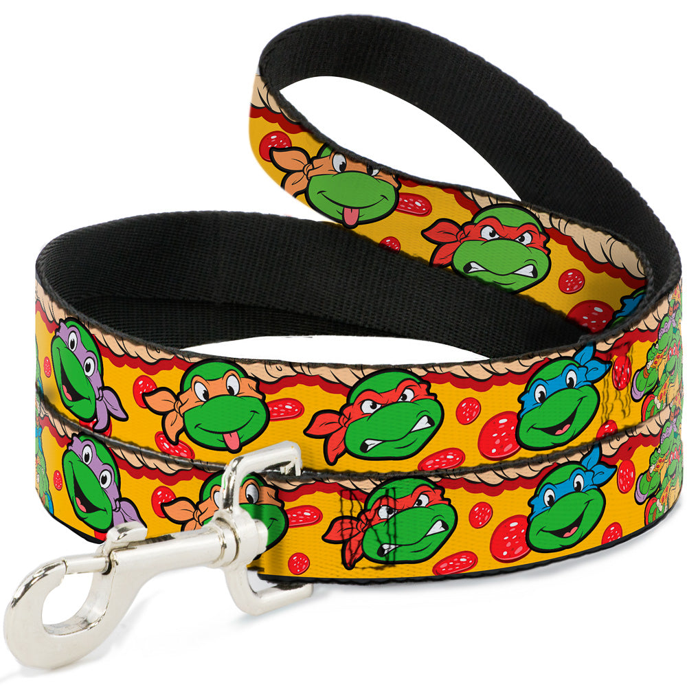 Dog Leash - Classic Teenage Mutant Ninja Turtles 4-Turtle Faces Pepperoni Pizza/Turtles Pose16 Dog Leashes Teenage Mutant Ninja Turtles