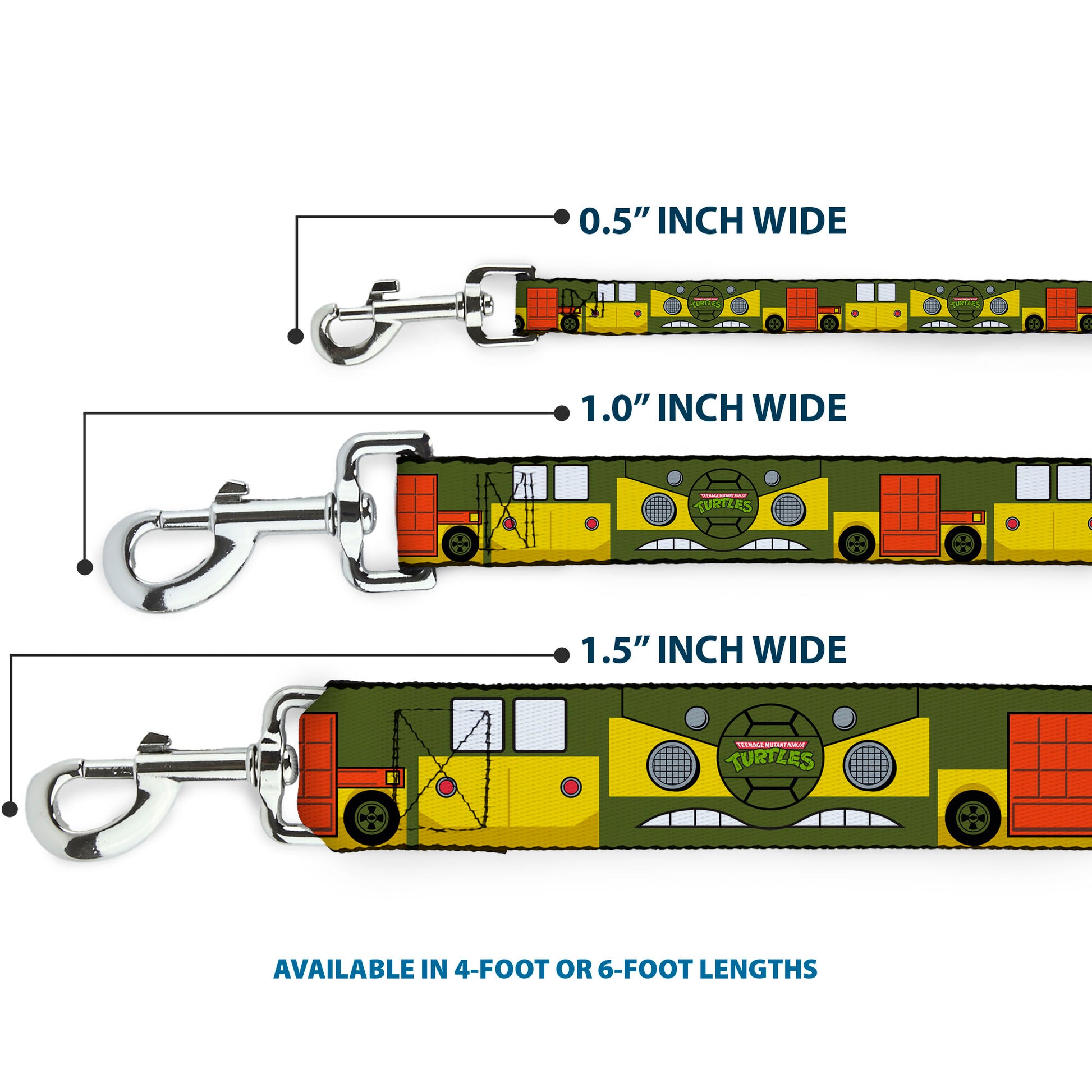 Dog Leash - Classic TMNT Ninja Turtles Party Van All Sides Green/Yellow/Orange Dog Leashes Teenage Mutant Ninja Turtles