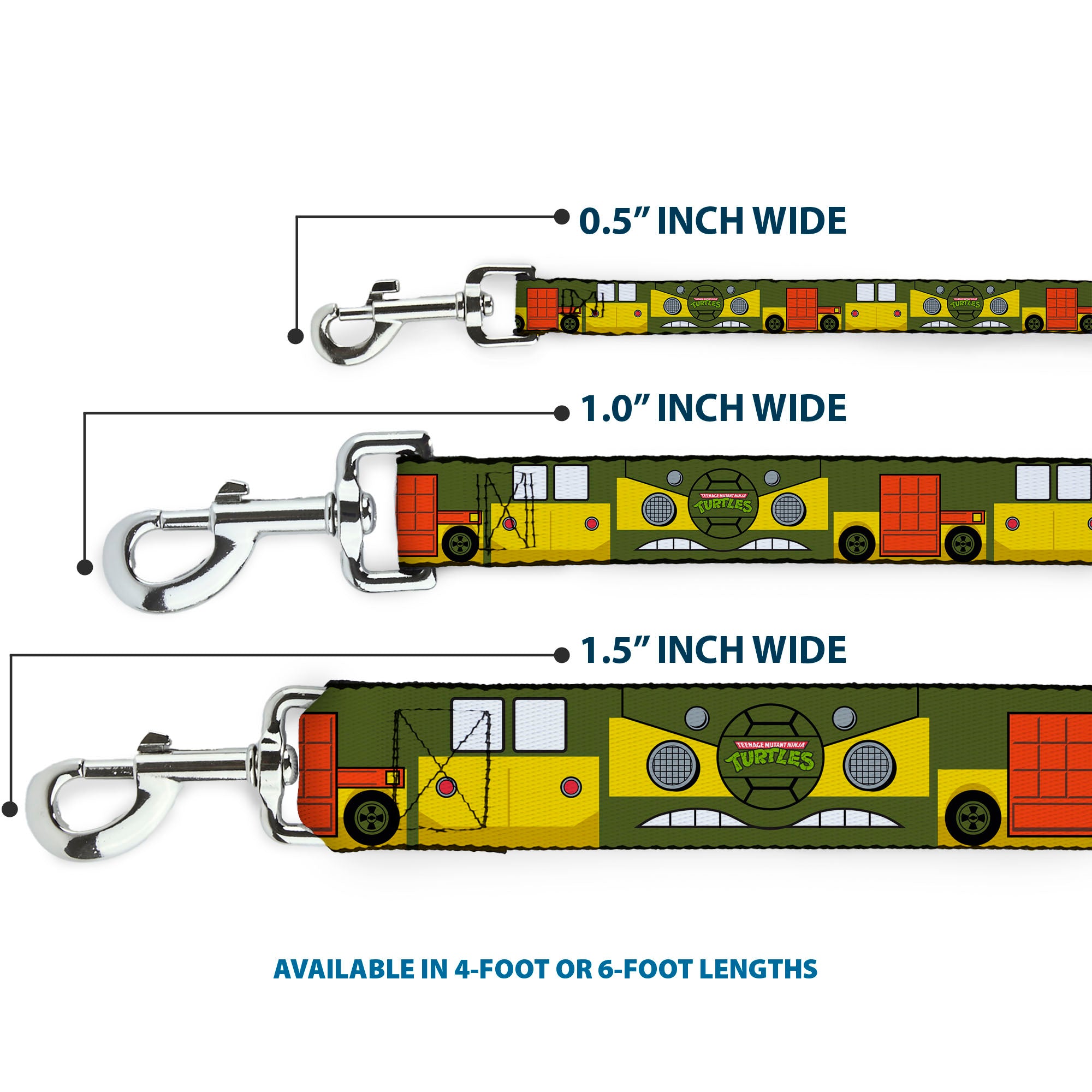 Dog Leash - Classic TMNT Ninja Turtles Party Van All Sides Green/Yellow/Orange Dog Leashes Teenage Mutant Ninja Turtles
