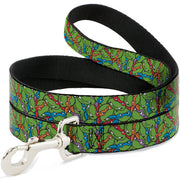 Dog Leash - Teenage Mutant Ninja Turtles Faces Stacked Green/Multi Color Dog Leashes Teenage Mutant Ninja Turtles