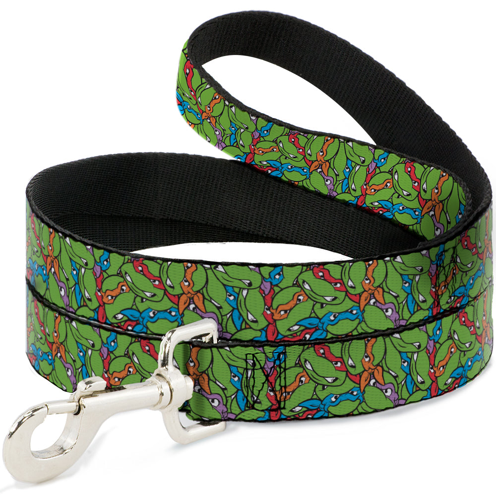 Dog Leash - Teenage Mutant Ninja Turtles Faces Stacked Green/Multi Color Dog Leashes Teenage Mutant Ninja Turtles