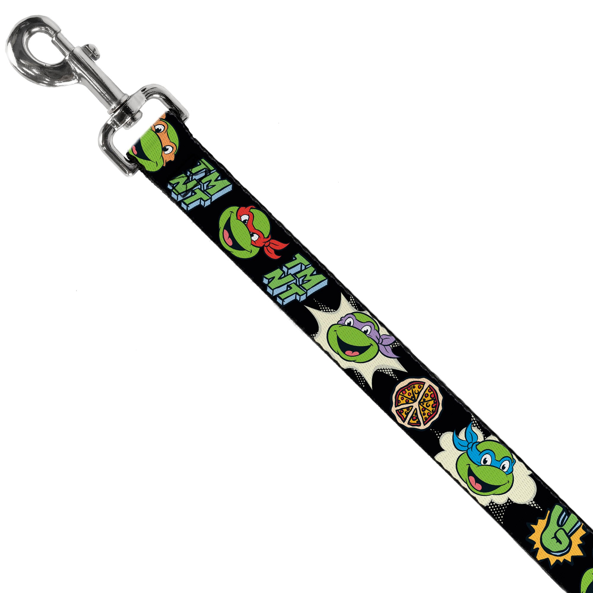 Dog Leash - Teenage Mutant Ninja Turtles Faces and Icons Black/Multi Color Dog Leashes Teenage Mutant Ninja Turtles