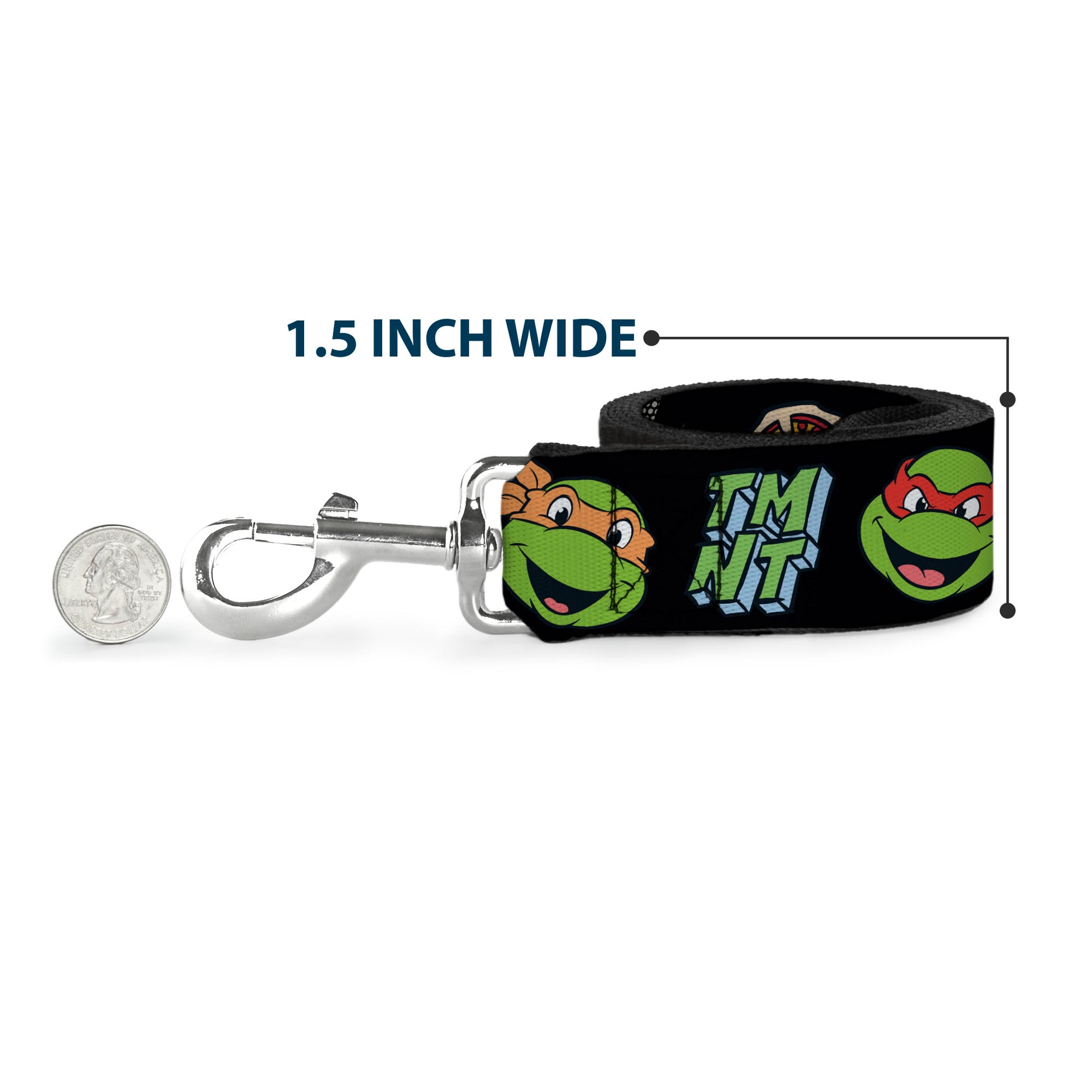 Dog Leash - Teenage Mutant Ninja Turtles Faces and Icons Black/Multi Color Dog Leashes Teenage Mutant Ninja Turtles