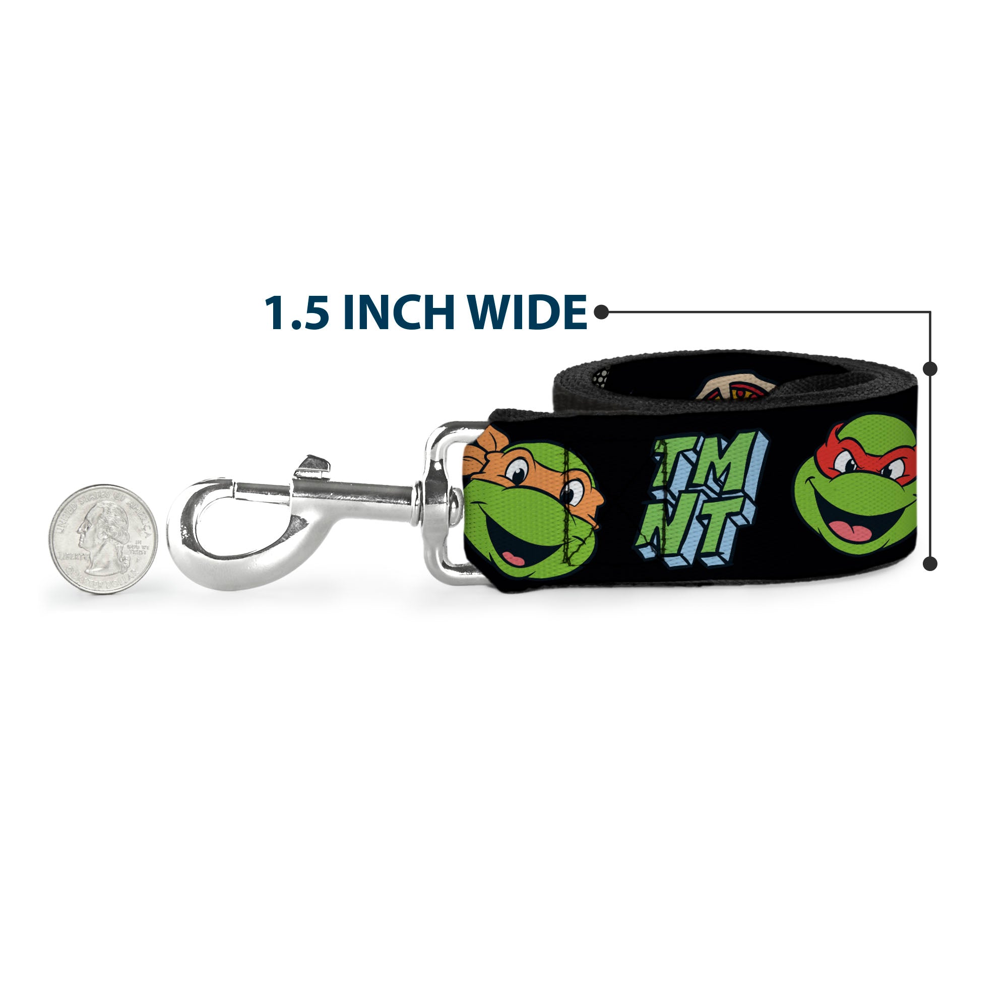 Dog Leash - Teenage Mutant Ninja Turtles Faces and Icons Black/Multi Color Dog Leashes Teenage Mutant Ninja Turtles