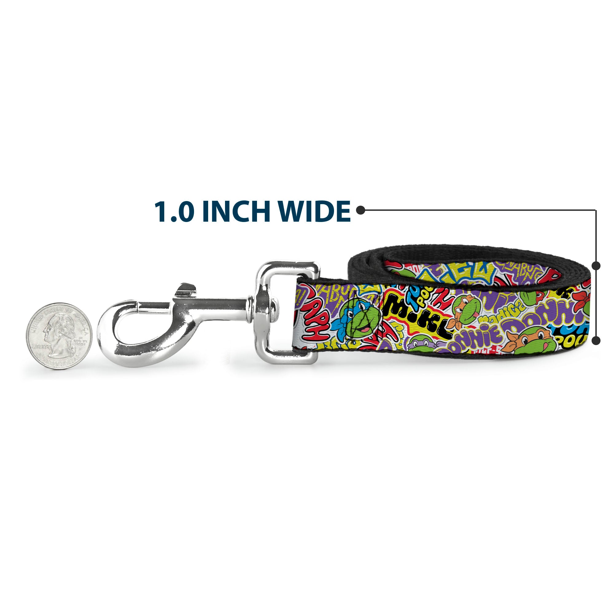 Dog Leash - Teenage Mutant Ninja Turtles Sticker Slaps Collage White/Multi Color Dog Leashes Teenage Mutant Ninja Turtles
