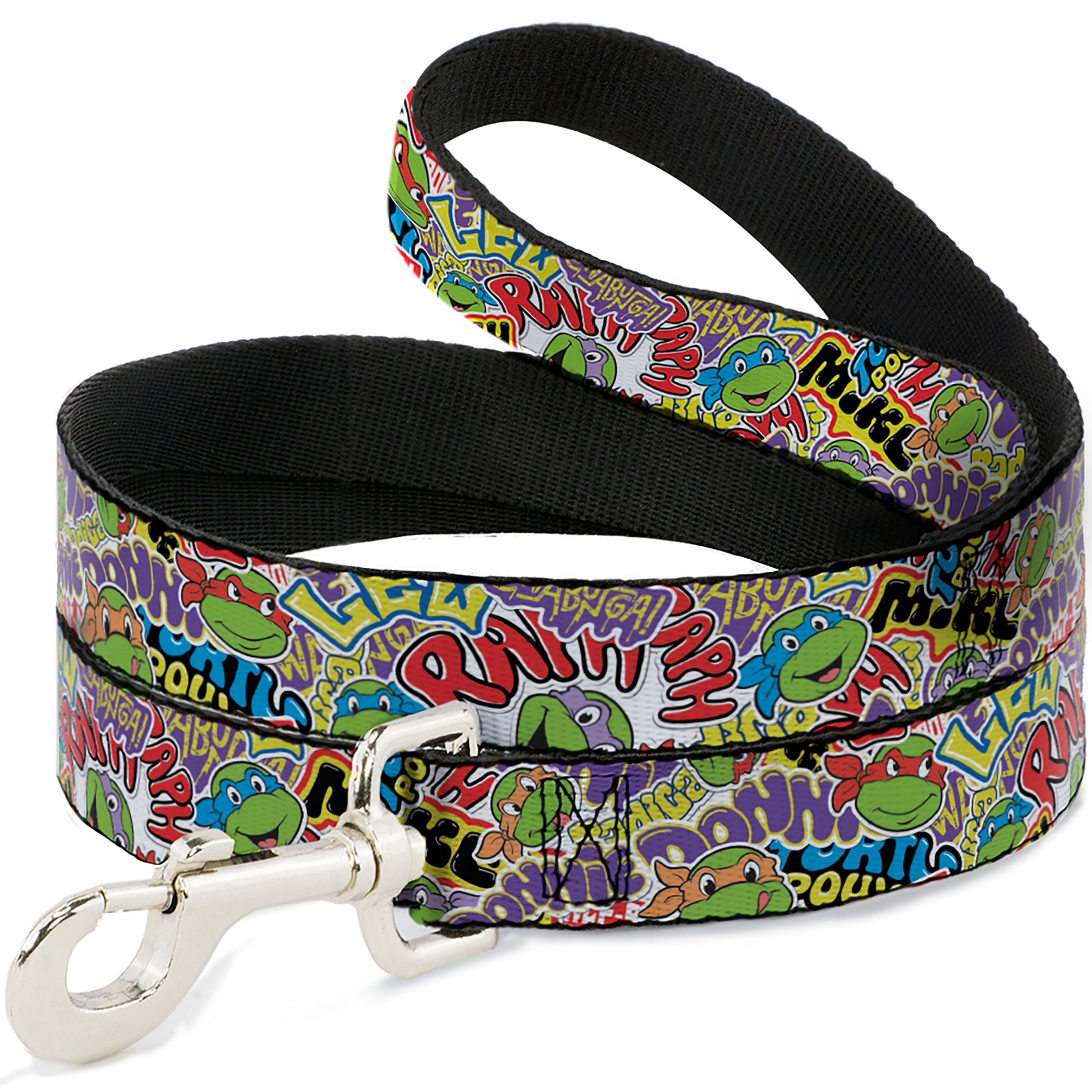 Dog Leash - Teenage Mutant Ninja Turtles Sticker Slaps Collage White/Multi Color Dog Leashes Teenage Mutant Ninja Turtles