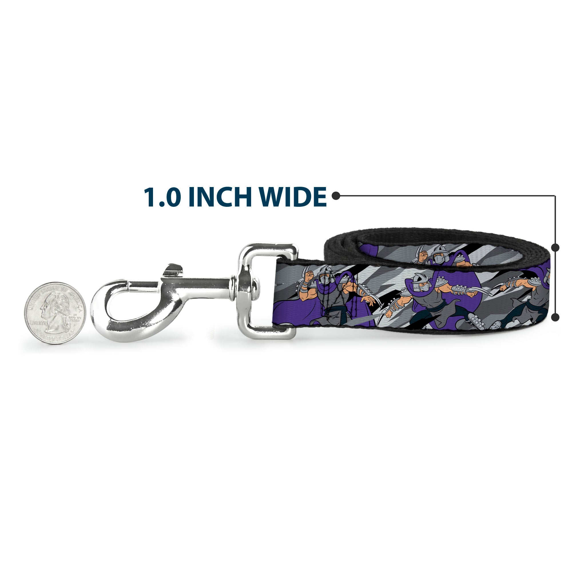 Dog Leash - Teenage Mutant Ninja Turtles Shredder Action Poses Grays/Purple Dog Leashes Teenage Mutant Ninja Turtles