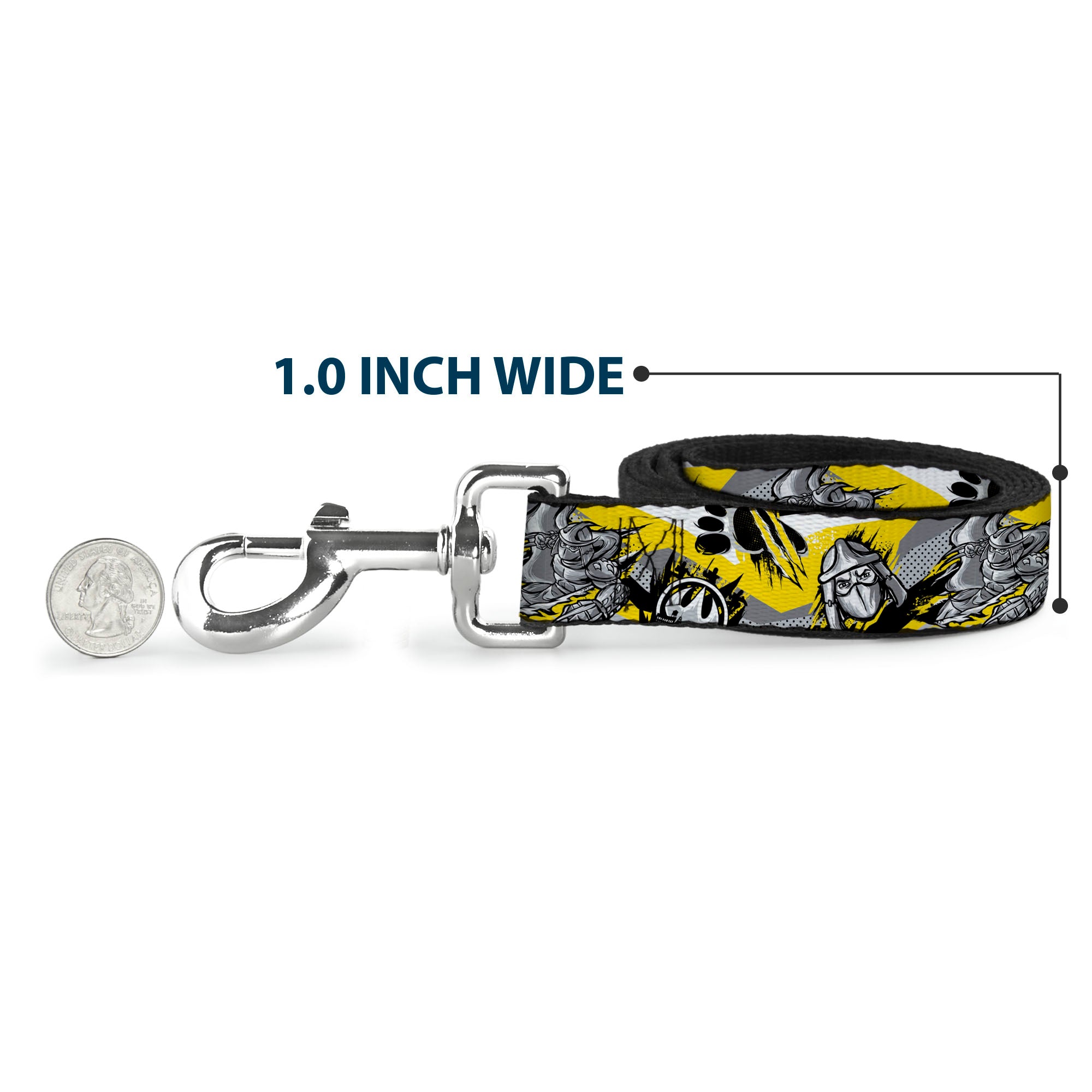 Dog Leash - Teenage Mutant Ninja Turtles Shredder Pose and Icons Grays/Yellow Dog Leashes Teenage Mutant Ninja Turtles