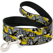 Dog Leash - Teenage Mutant Ninja Turtles Shredder Pose and Icons Grays/Yellow Dog Leashes Teenage Mutant Ninja Turtles