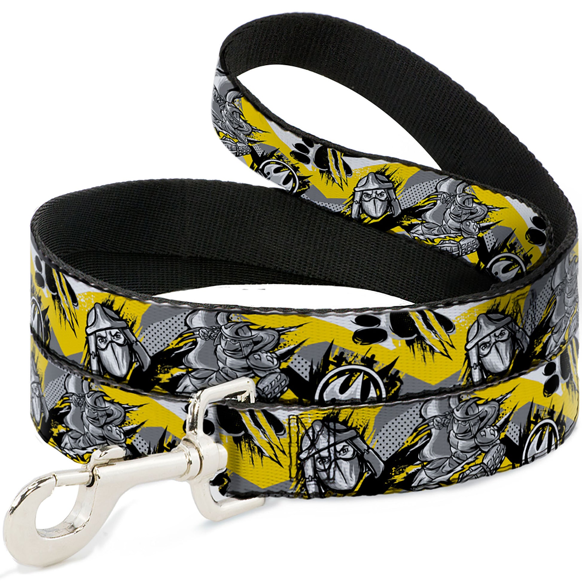 Dog Leash - Teenage Mutant Ninja Turtles Shredder Pose and Icons Grays/Yellow Dog Leashes Teenage Mutant Ninja Turtles