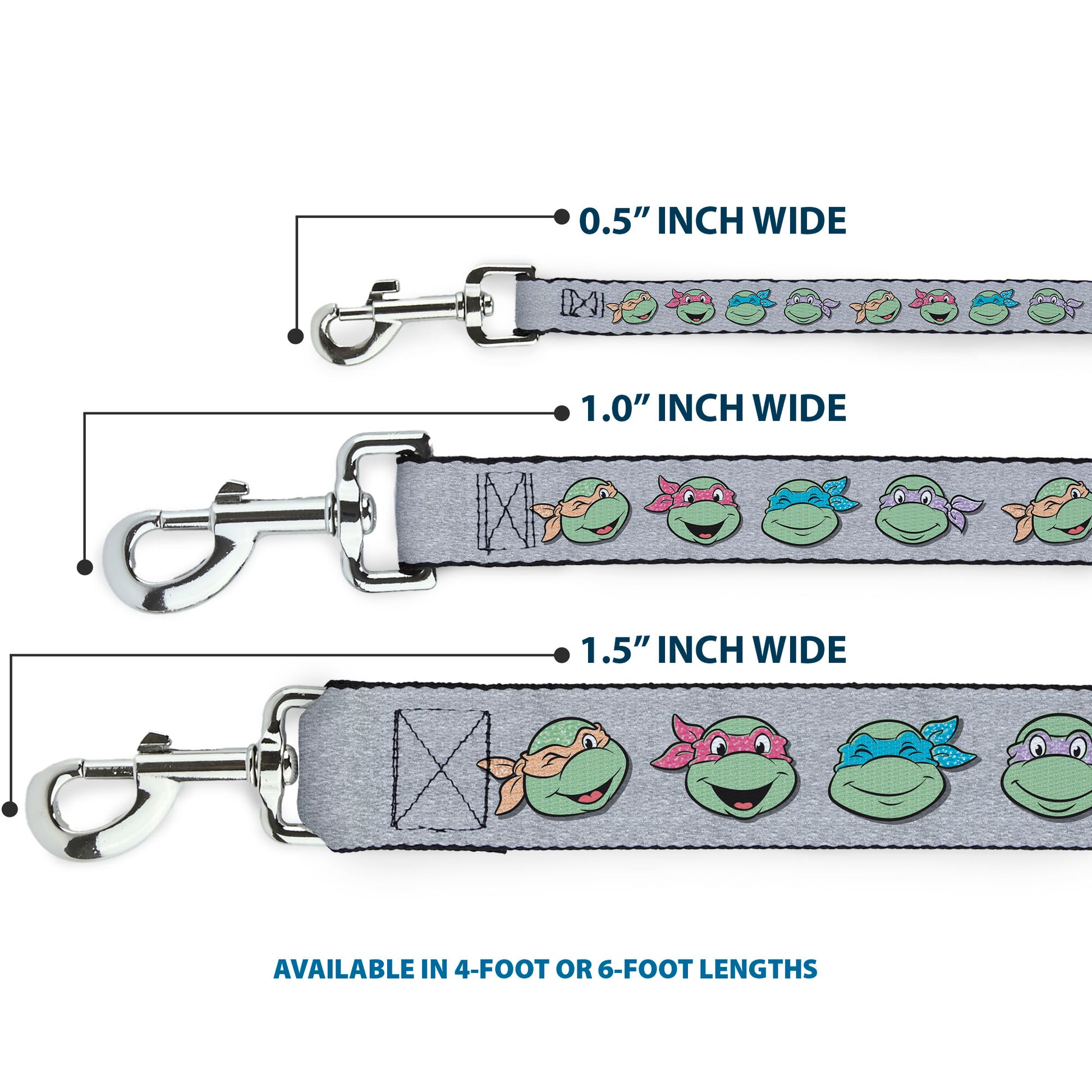 Dog Leash - Teenage Mutant Ninja Turtles Expressions Gray Dog Leashes Teenage Mutant Ninja Turtles