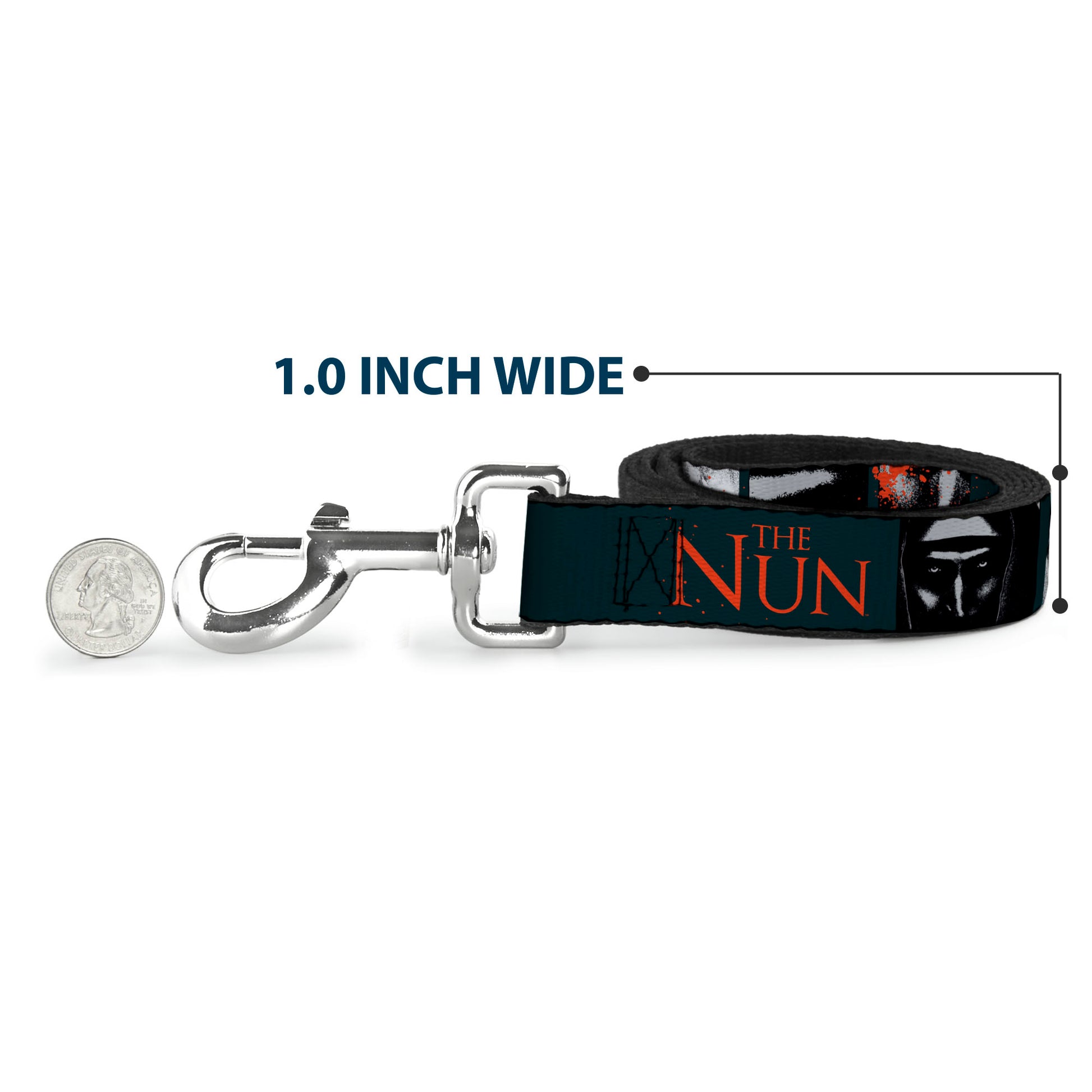 Dog Leash - THE NUN Demon Nun Valak Pose Blocks and Title Logo Blue/Red/White Dog Leashes The Nun