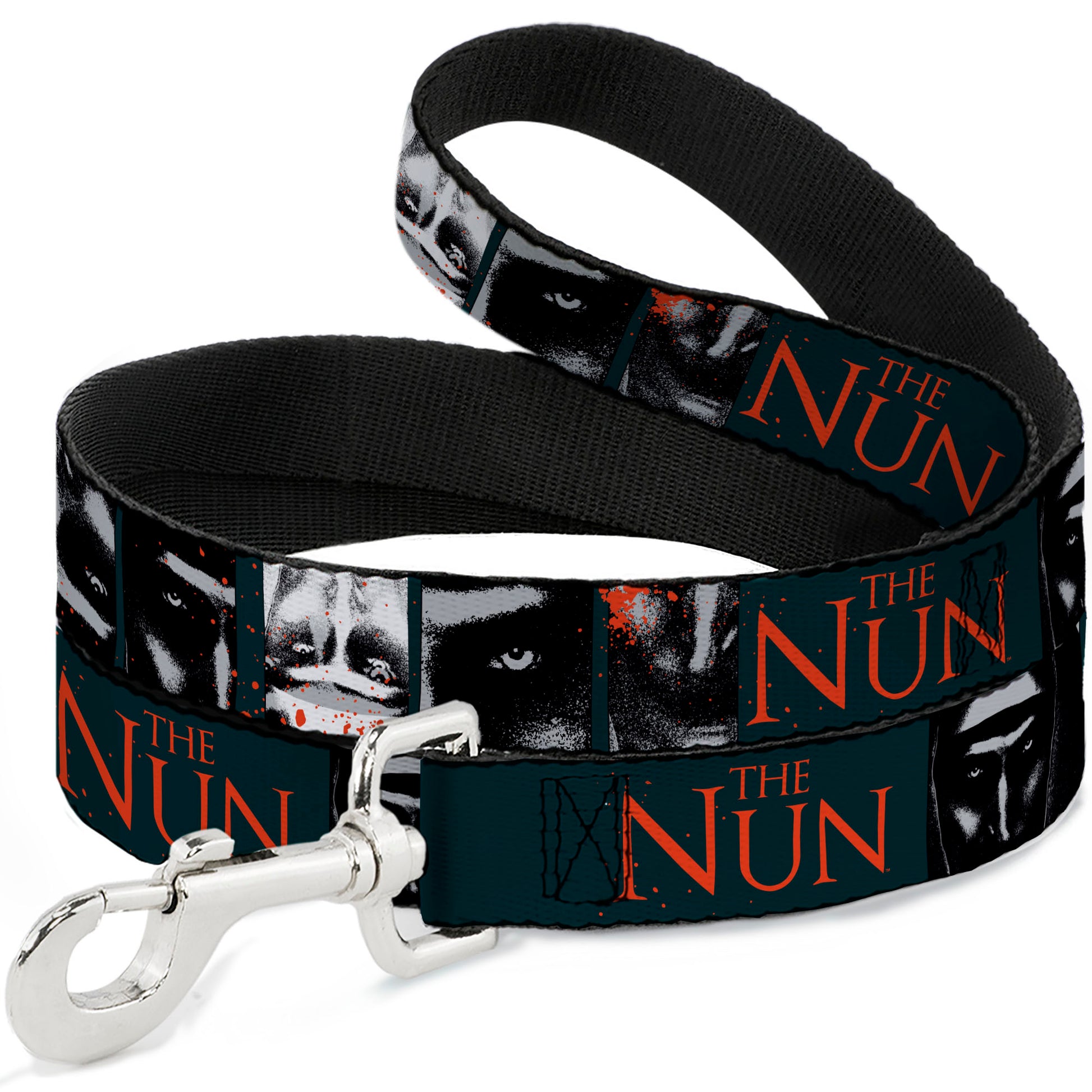 Dog Leash - THE NUN Demon Nun Valak Pose Blocks and Title Logo Blue/Red/White Dog Leashes The Nun