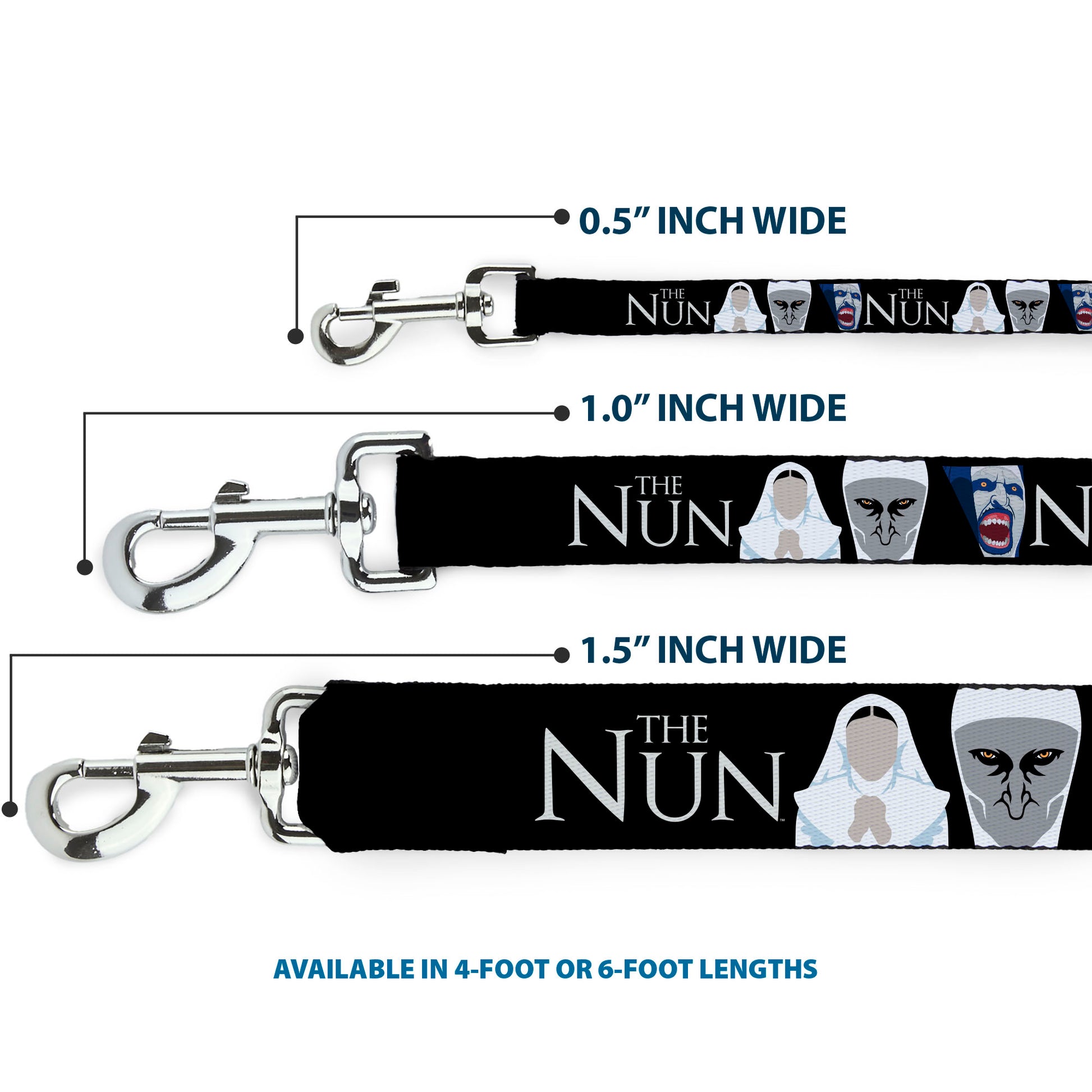 Dog Leash - THE NUN Sister Irene and Demon Nun Valak Icons with Title Logo Black/White Dog Leashes The Nun