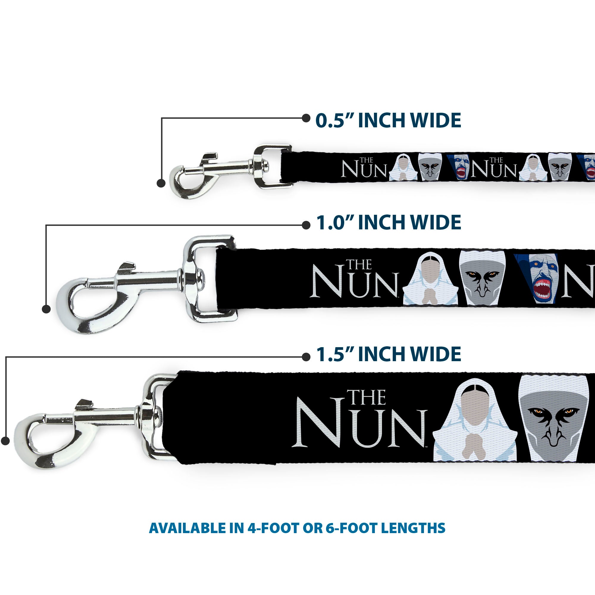 Dog Leash - THE NUN Sister Irene and Demon Nun Valak Icons with Title Logo Black/White Dog Leashes The Nun