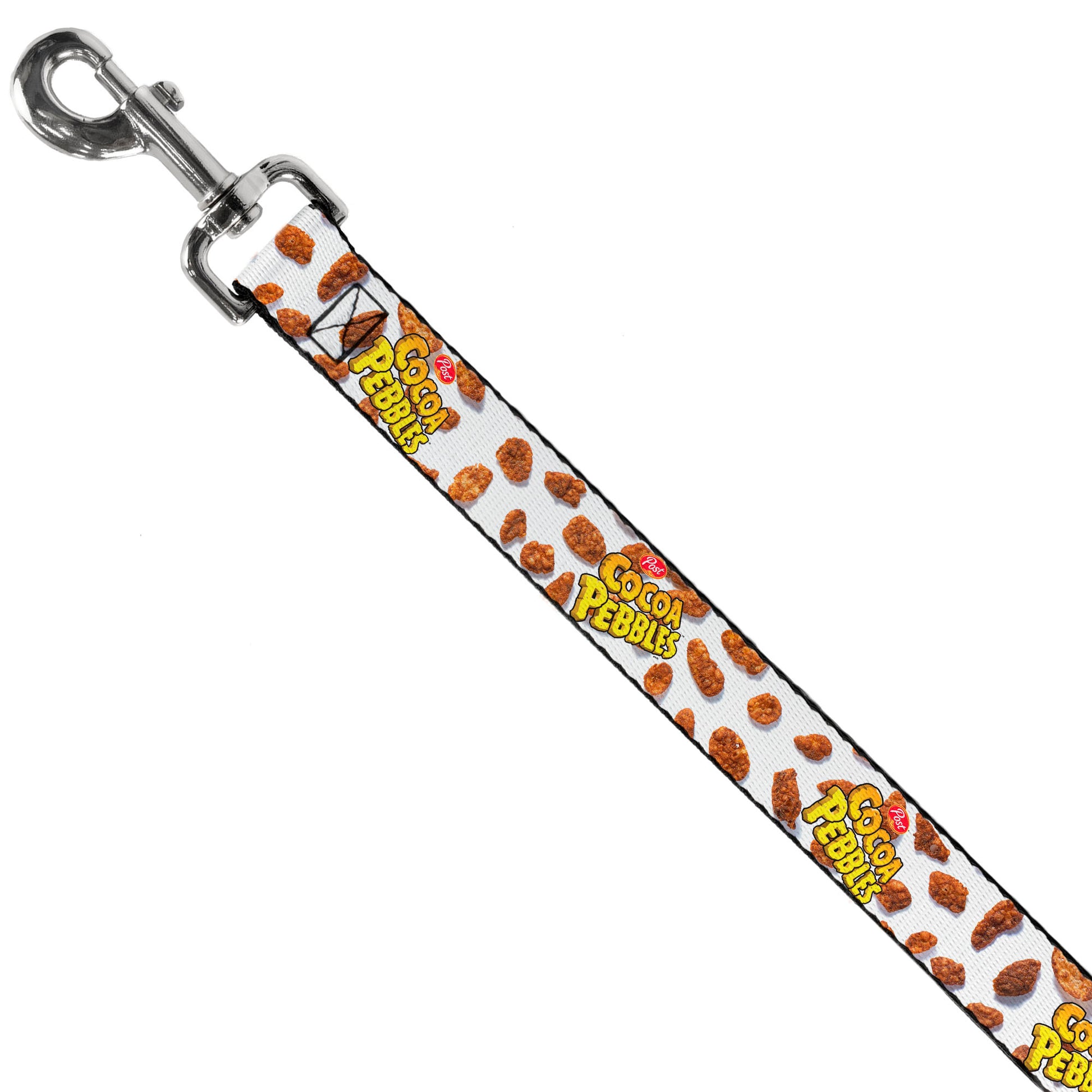 Dog Leash - POST COCOA PEBBLES Logo and Cereal Pebbles Scattered White/Browns Dog Leashes The Flintstones
