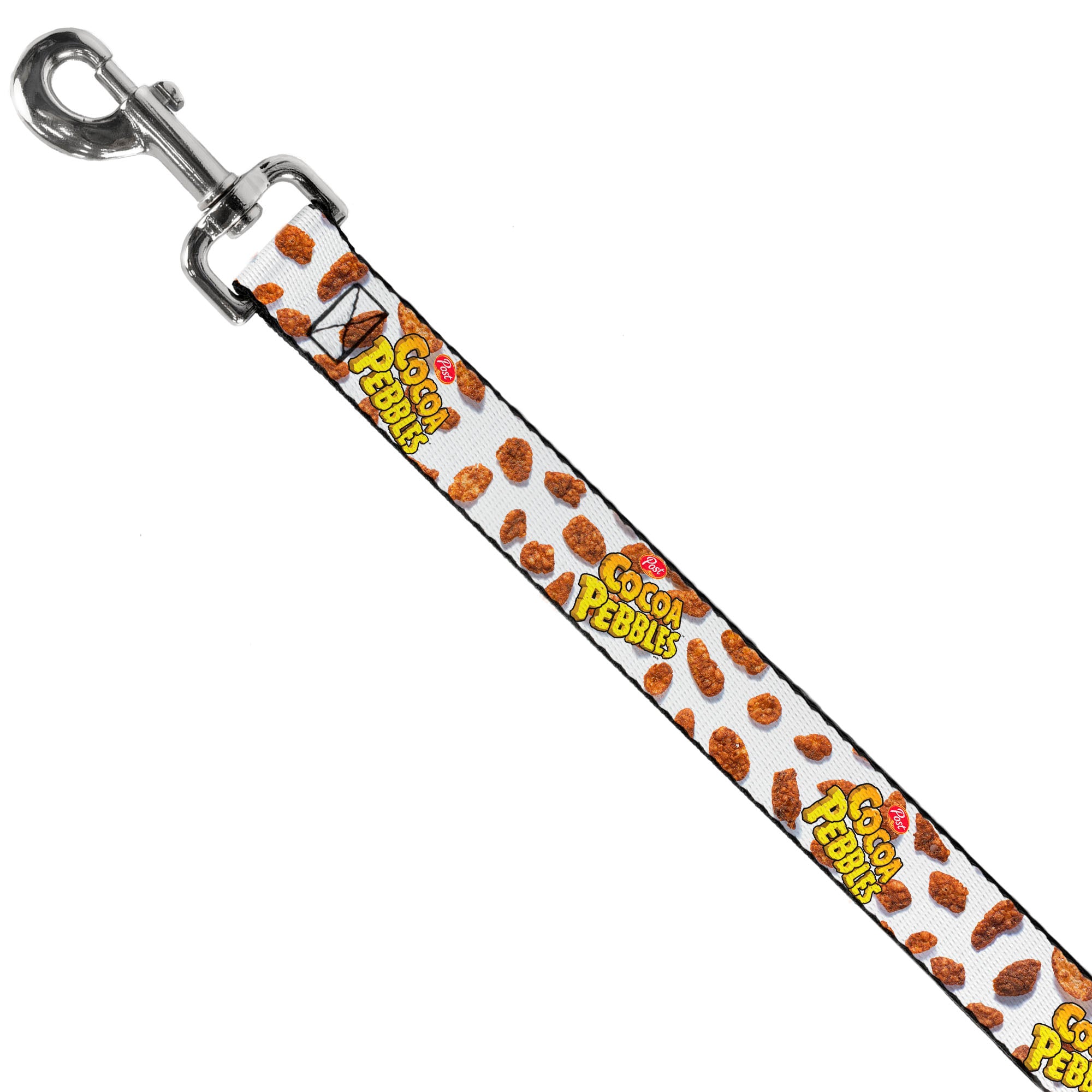 Dog Leash - POST COCOA PEBBLES Logo and Cereal Pebbles Scattered White/Browns Dog Leashes The Flintstones