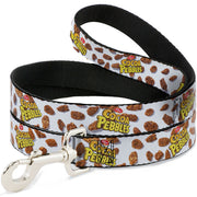Dog Leash - POST COCOA PEBBLES Logo and Cereal Pebbles Scattered White/Browns Dog Leashes The Flintstones