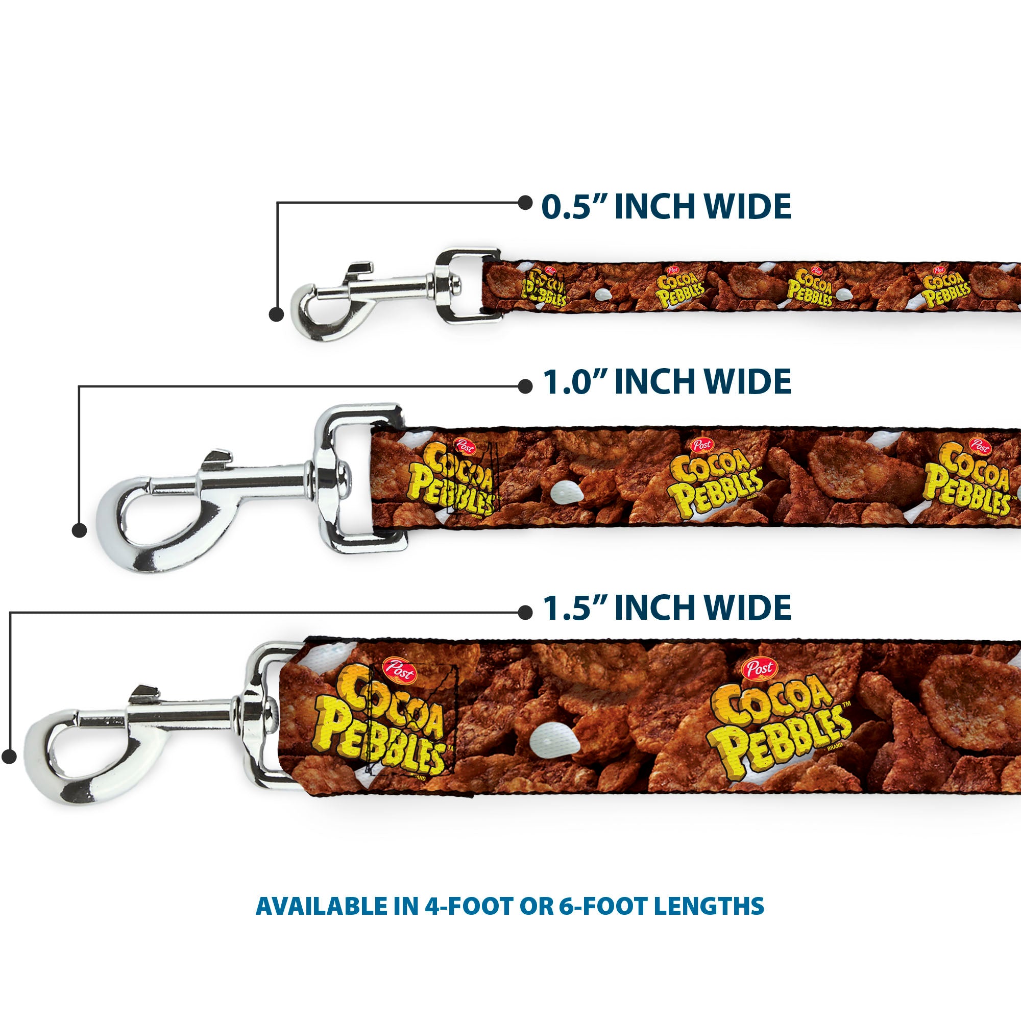 Dog Leash - POST COCOA PEBBLES Logo and Vivid Cereal Browns Dog Leashes The Flintstones