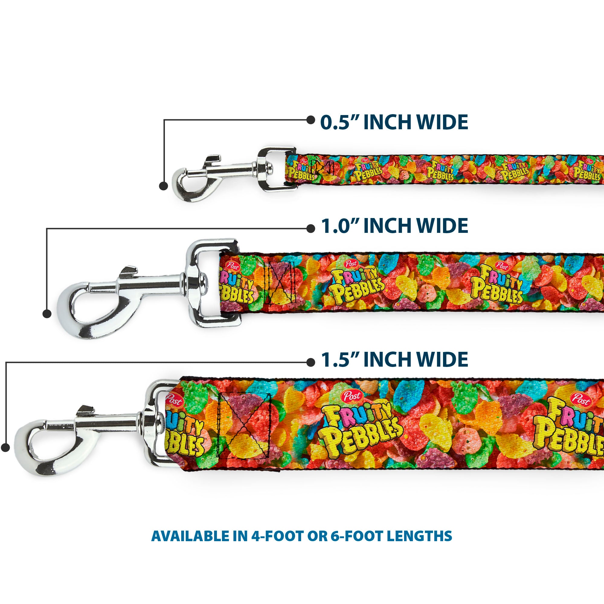 Dog Leash - POST FRUITY PEBBLES Logo and Vivid Cereal Multi Color Dog Leashes The Flintstones