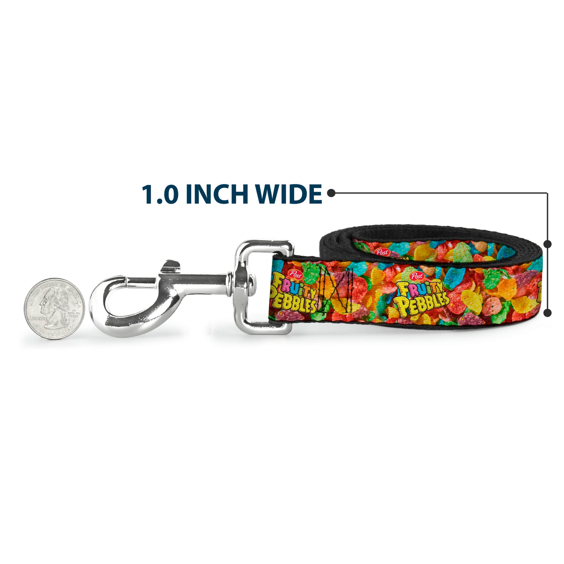 Dog Leash - POST FRUITY PEBBLES Logo and Vivid Cereal Multi Color Dog Leashes The Flintstones