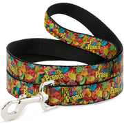 Dog Leash - POST FRUITY PEBBLES Logo and Vivid Cereal Multi Color Dog Leashes The Flintstones