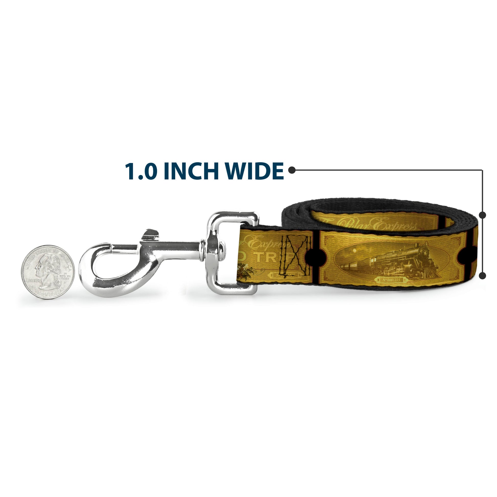 Dog Leash - THE POLAR EXPRESS ROUND TRIP Ticket Black/Golds Dog Leashes The Polar Express