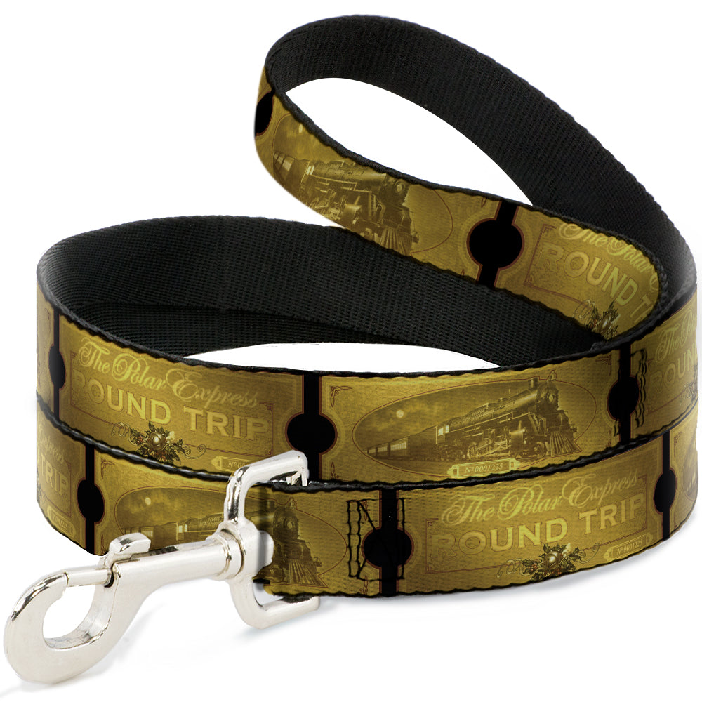 Dog Leash - THE POLAR EXPRESS ROUND TRIP Ticket Black/Golds Dog Leashes The Polar Express