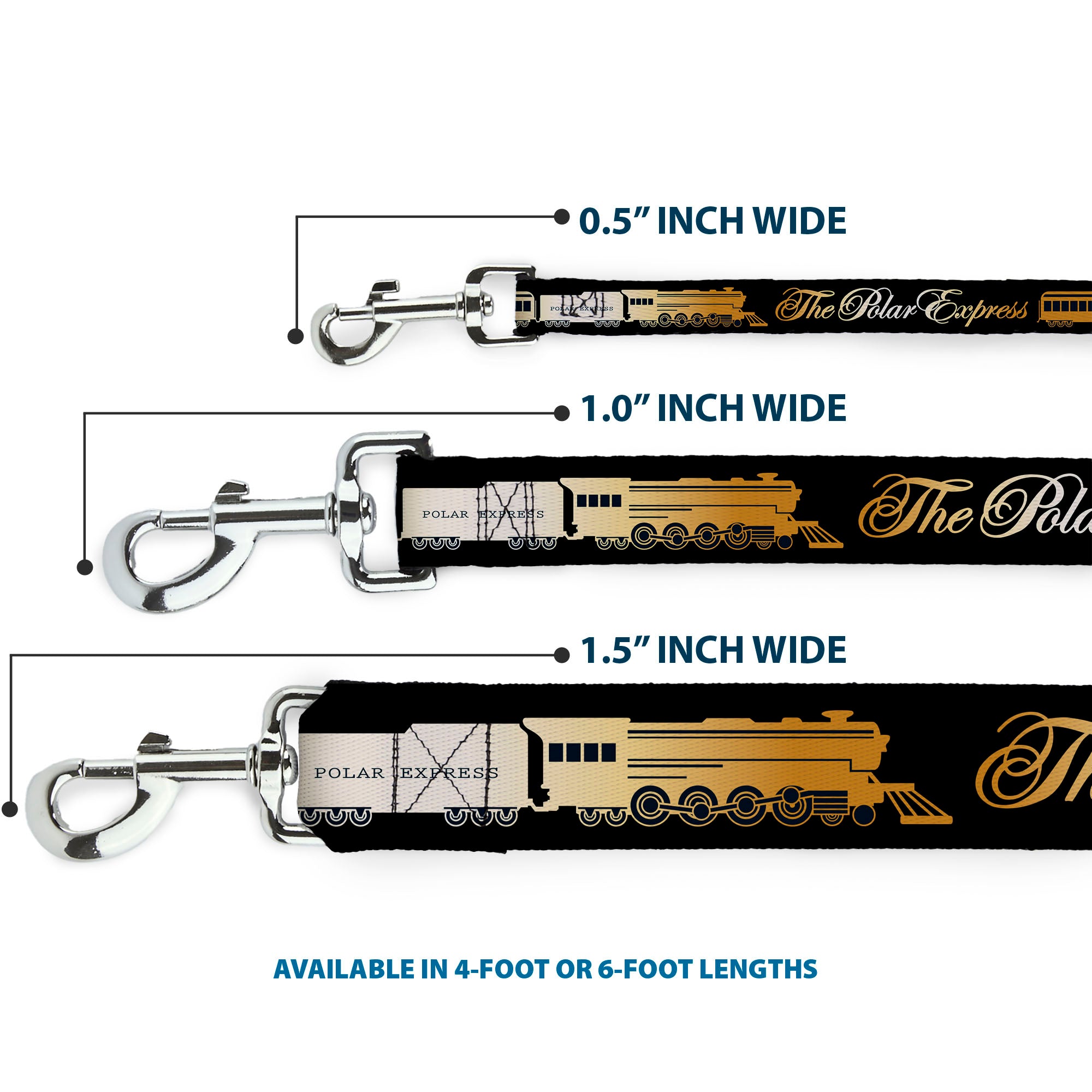 Dog Leash - POLAR EXPRESS Train Cars Black/Golds Dog Leashes The Polar Express