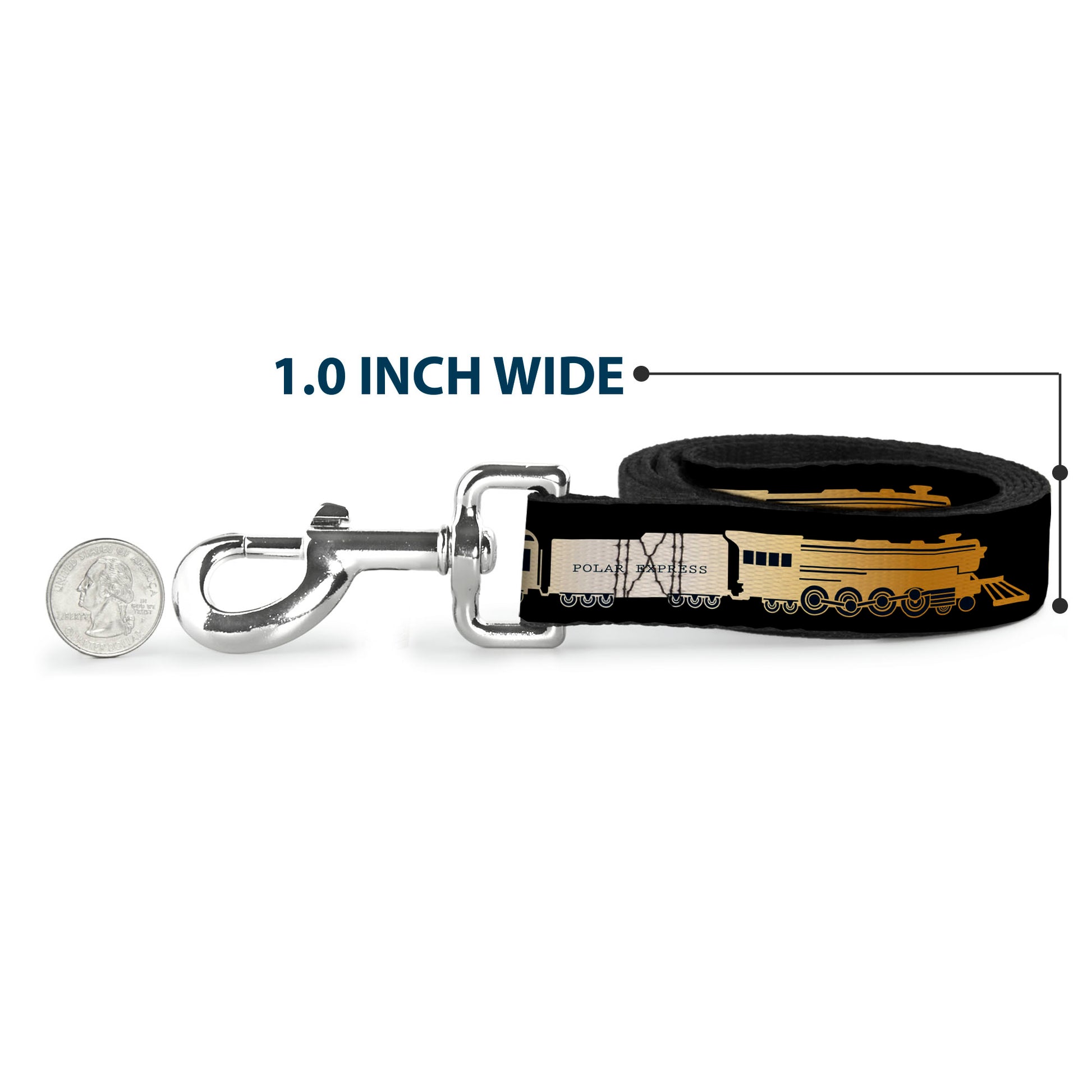 Dog Leash - POLAR EXPRESS Train Cars Black/Golds Dog Leashes The Polar Express