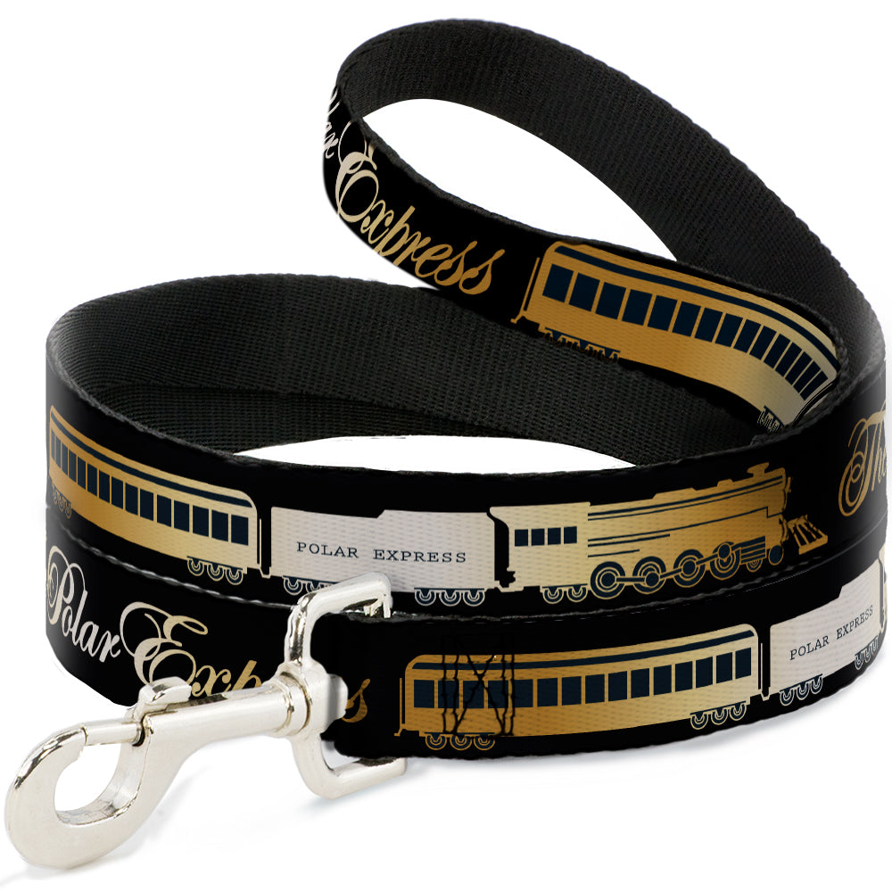 Dog Leash - POLAR EXPRESS Train Cars Black/Golds Dog Leashes The Polar Express