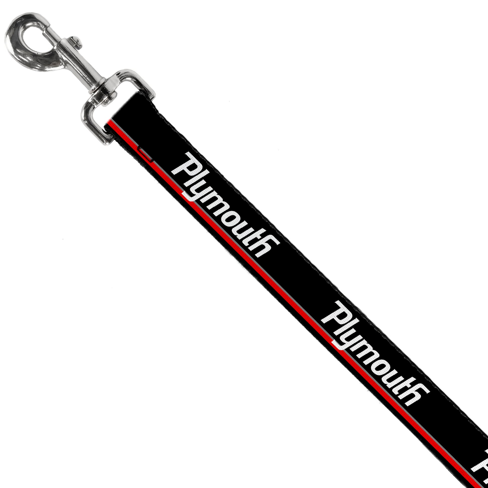 Dog Leash - PLYMOUTH Text/Stripe Black/White/Gray/Red Dog Leashes Dodge