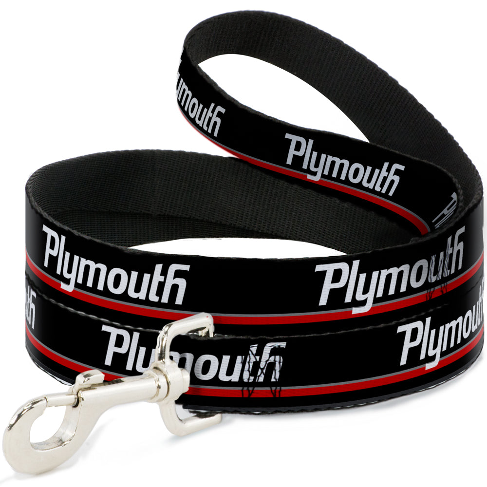Dog Leash - PLYMOUTH Text/Stripe Black/White/Gray/Red Dog Leashes Dodge