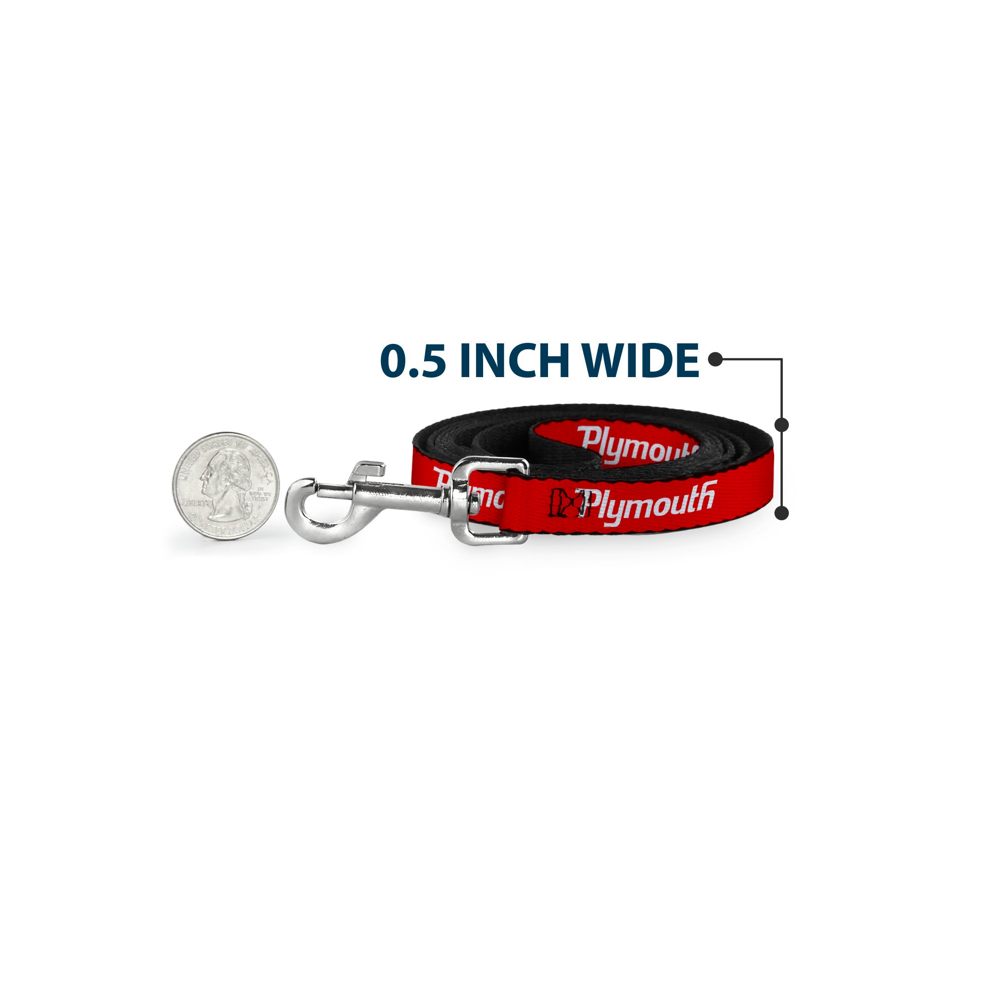 Dog Leash - PLYMOUTH Text Logo Red/White Dog Leashes Dodge