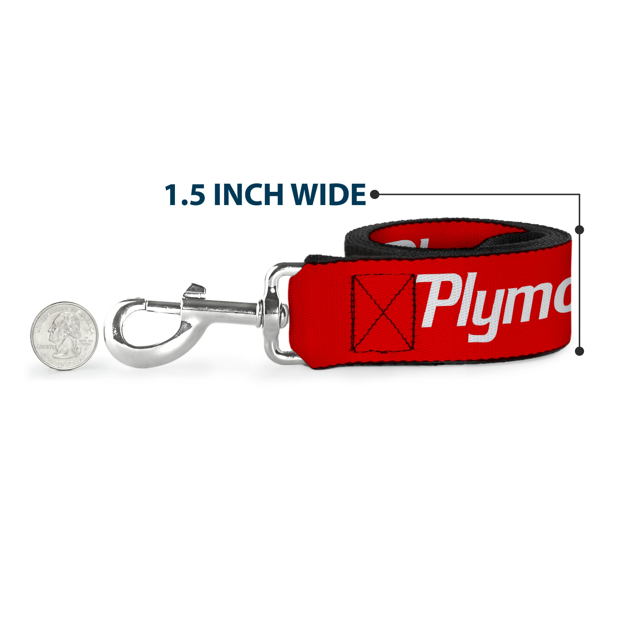 Dog Leash - PLYMOUTH Text Logo Red/White Dog Leashes Dodge