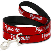 Dog Leash - PLYMOUTH Text Logo Red/White Dog Leashes Dodge