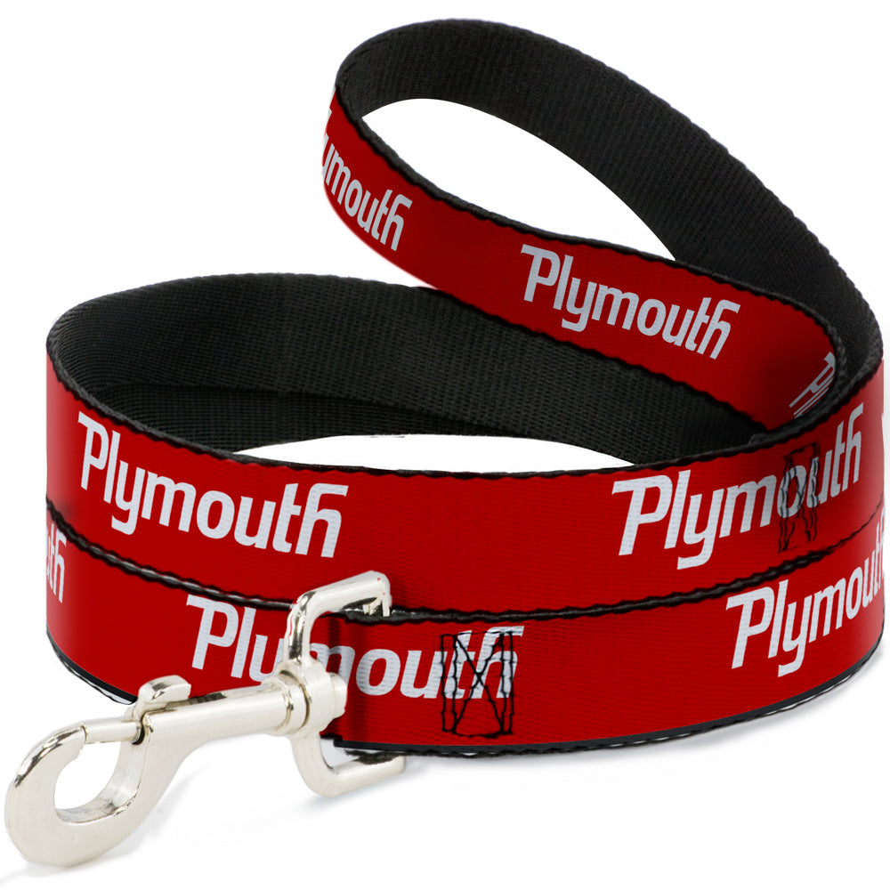 Dog Leash - PLYMOUTH Text Logo Red/White Dog Leashes Dodge