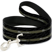 Dog Leash - BARRACUDA Script Stripe/Monogram Black/Gray/Olive/Silver Dog Leashes Dodge