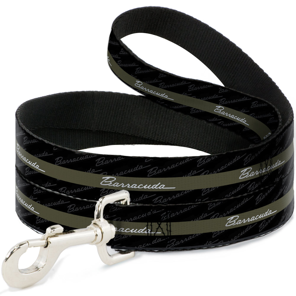 Dog Leash - BARRACUDA Script Stripe/Monogram Black/Gray/Olive/Silver Dog Leashes Dodge