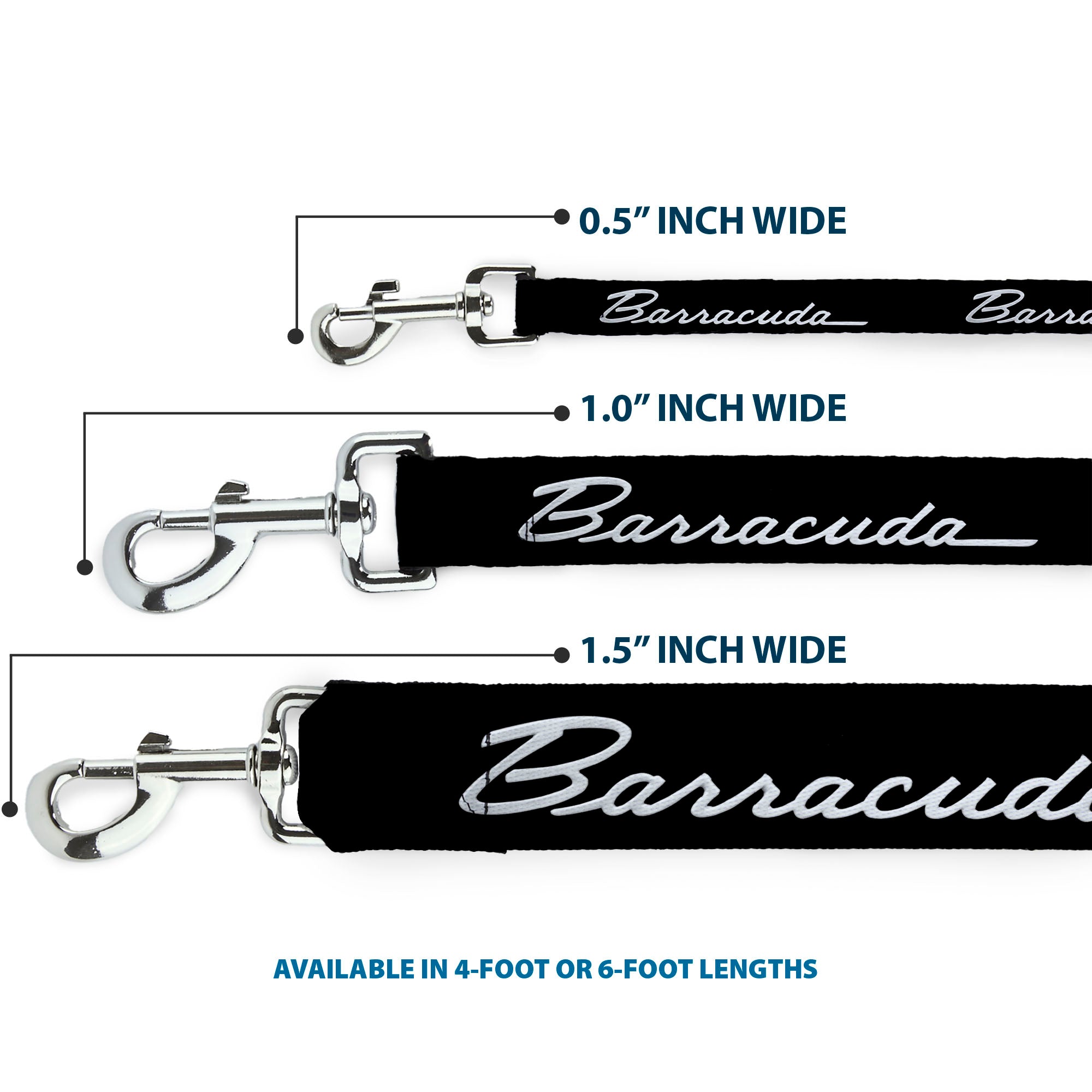 Dog Leash - BARRACUDA Script Logo Black/Silver Dog Leashes Dodge