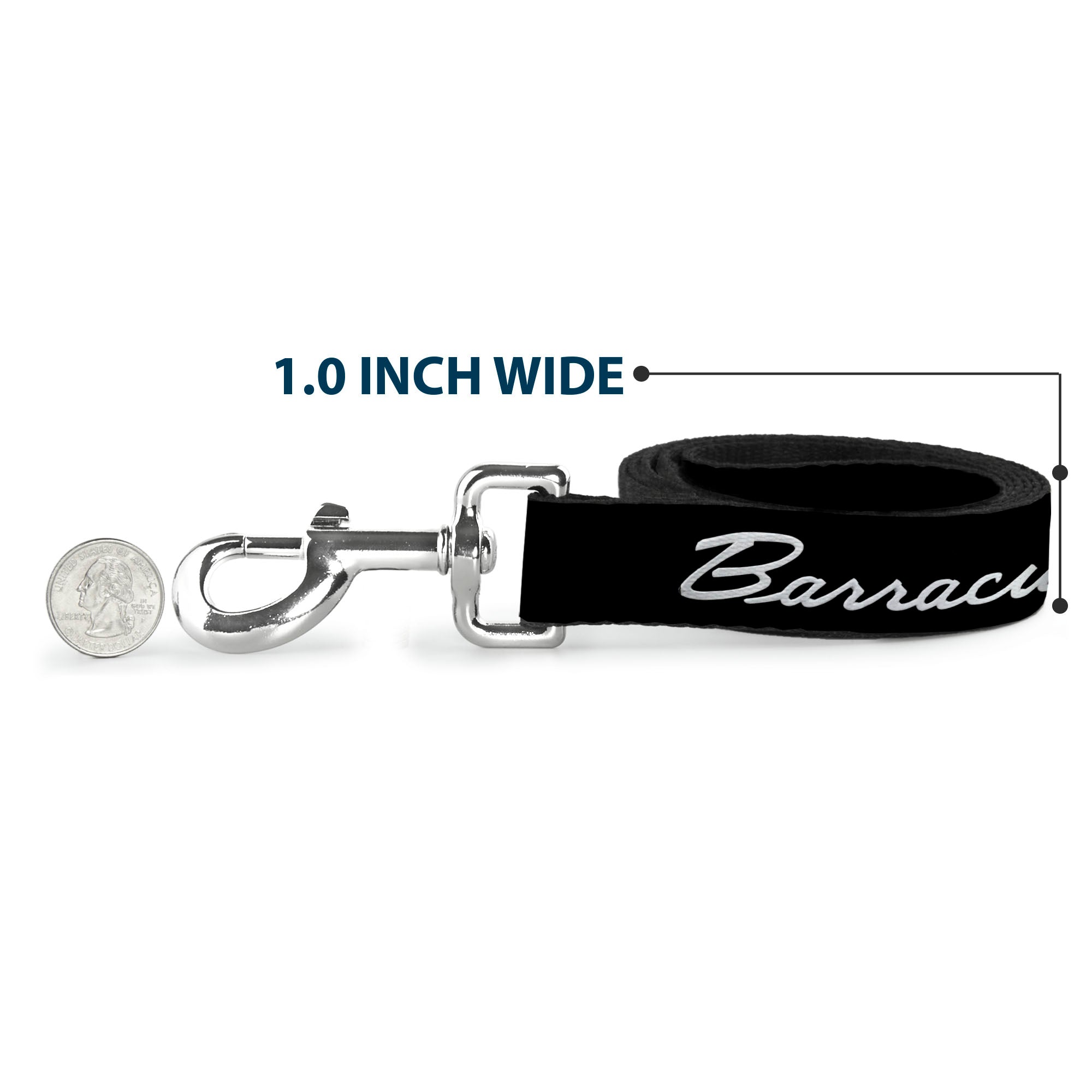 Dog Leash - BARRACUDA Script Logo Black/Silver Dog Leashes Dodge