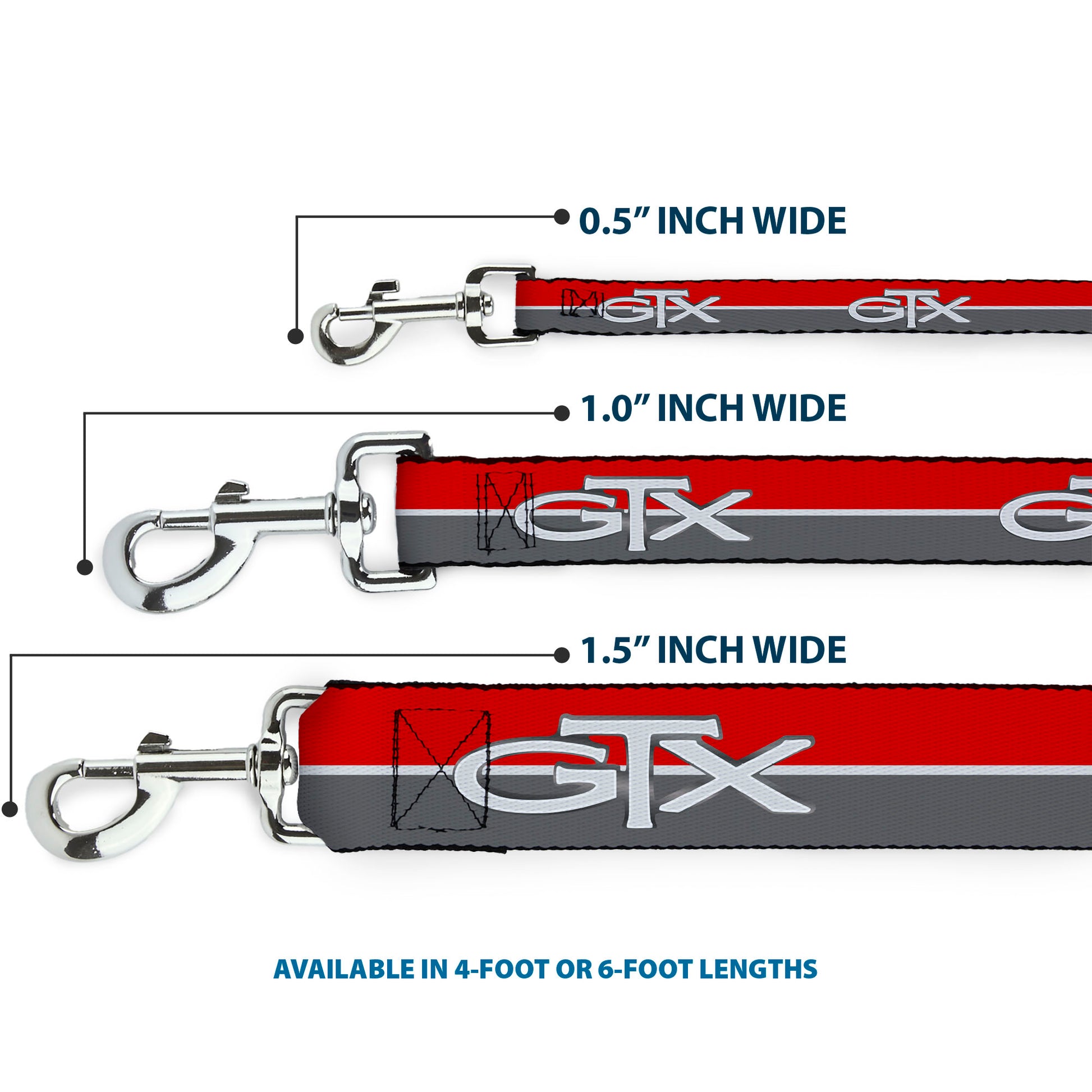 Dog Leash - Plymouth GTX Emblem/Stripe Red/White/Grays Dog Leashes Dodge