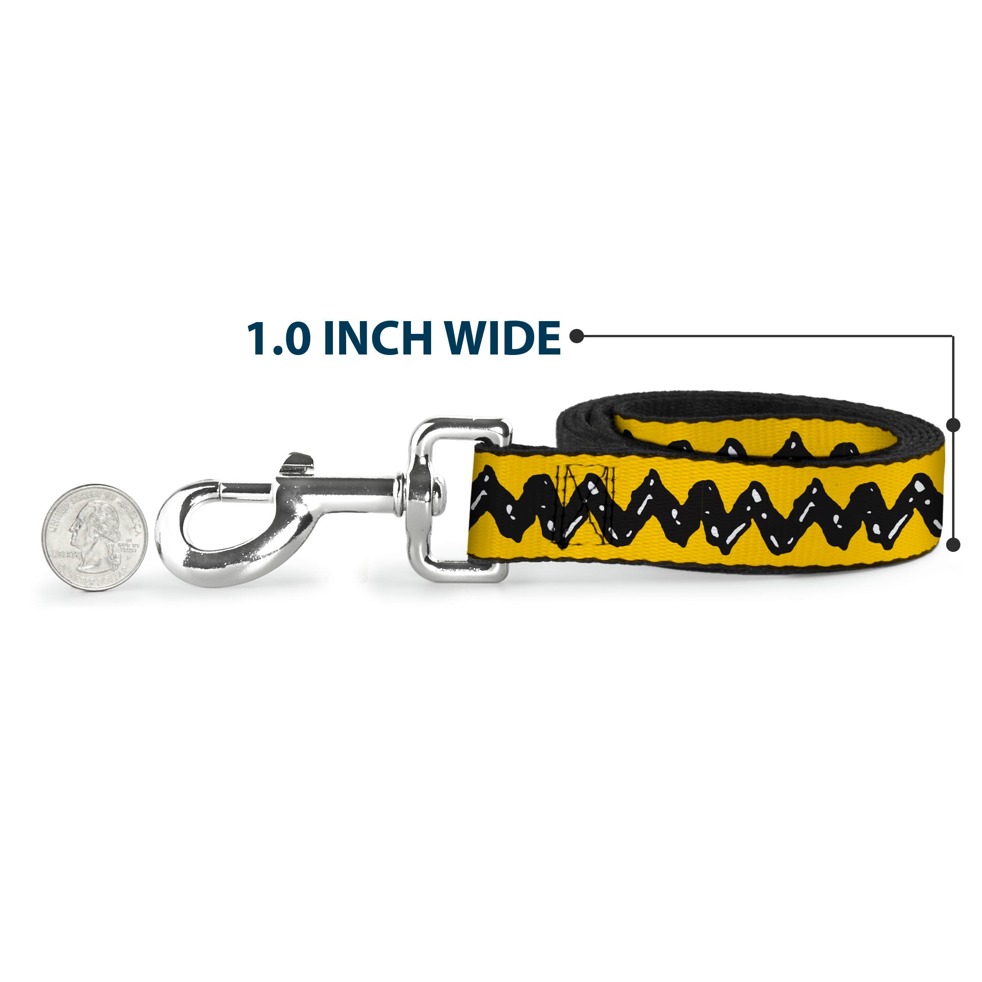 Dog Leash - Peanuts Charlie Brown Zig Zag Stripe Yellow/Black Dog Leashes Peanuts
