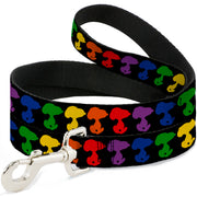 Dog Leash - Peanuts Snoopy Silhoutte Pose Black/Rainbow Multi Color Dog Leashes Peanuts