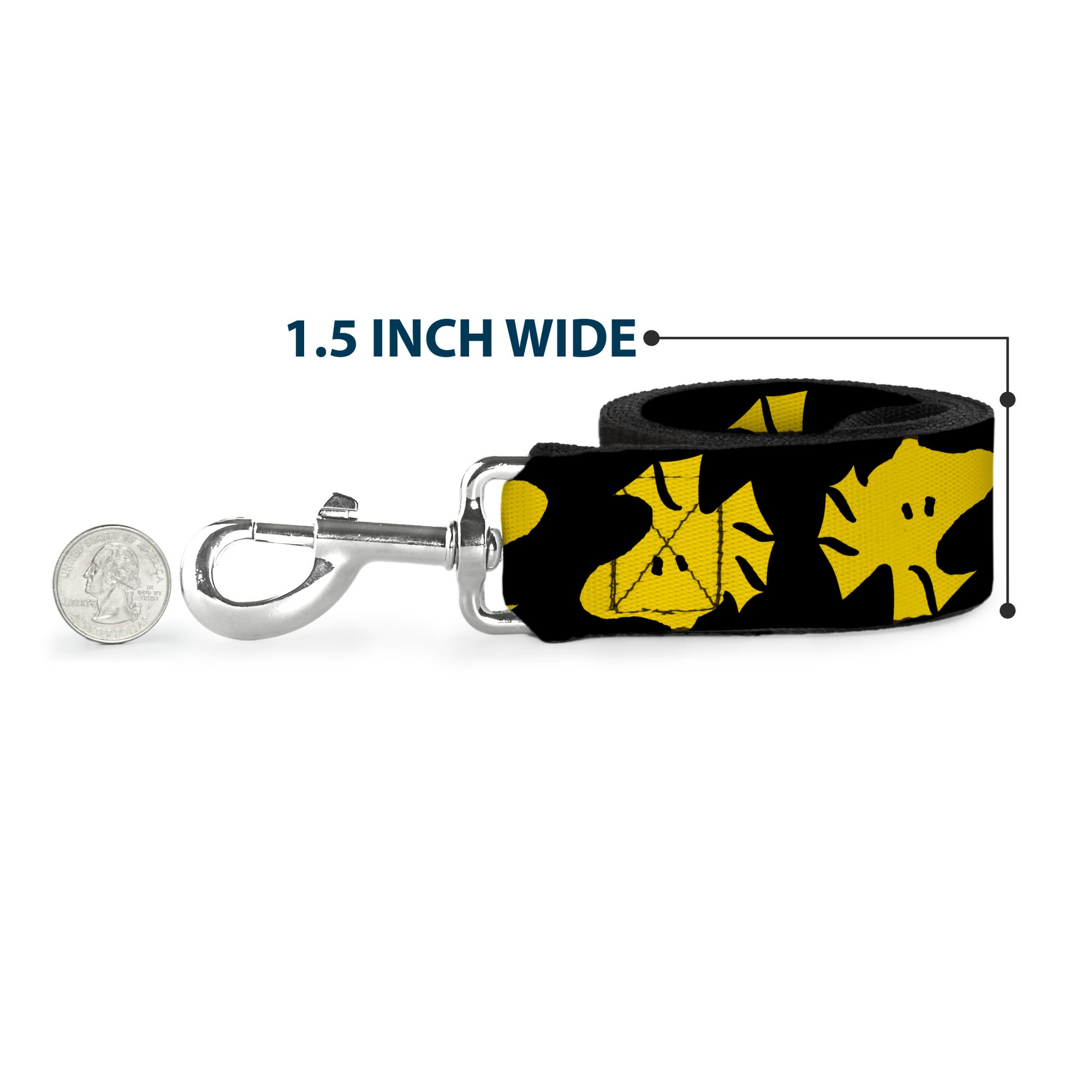 Dog Leash - Peanuts Woodstock Face Flip Black/Yellow Dog Leashes Peanuts