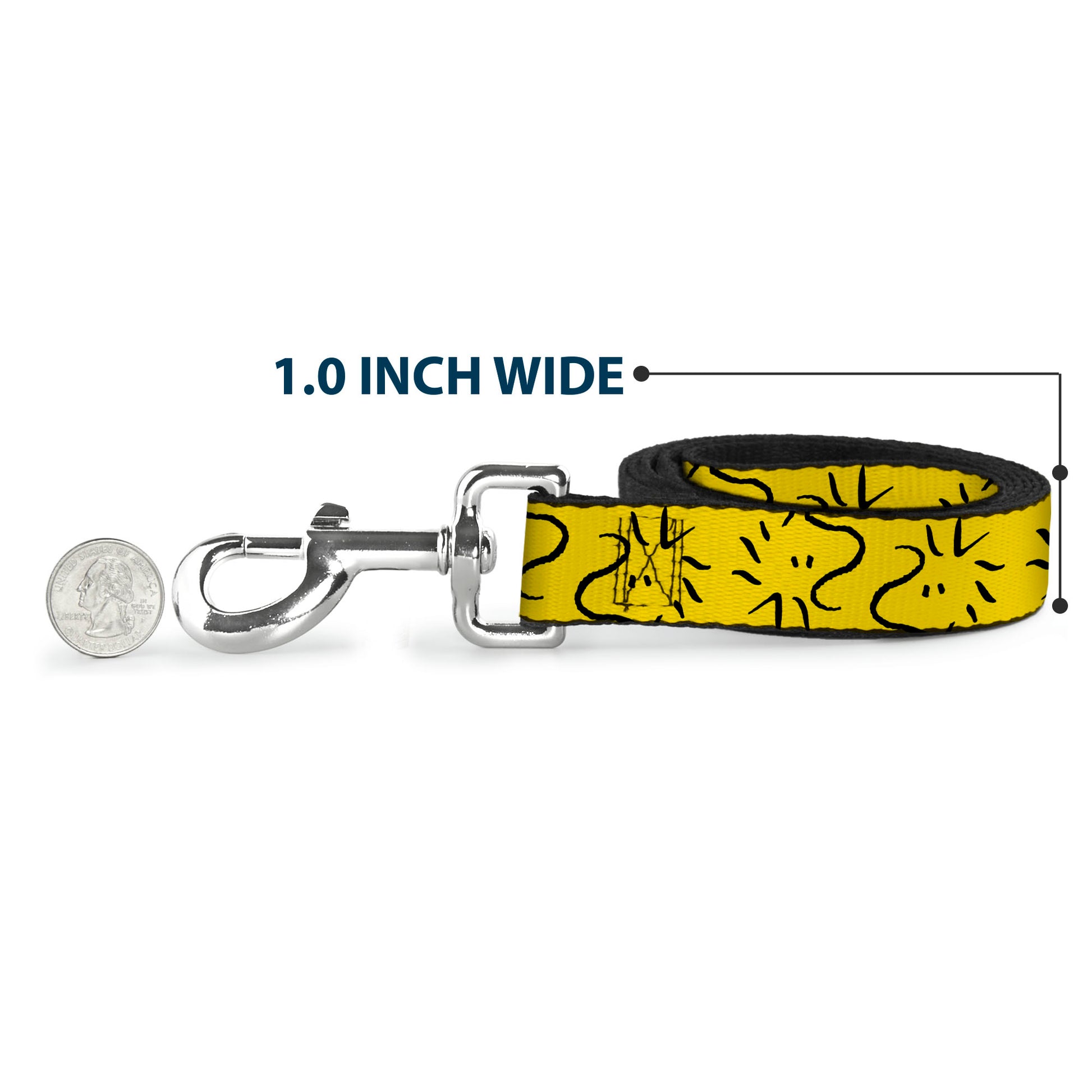 Dog Leash - Peanuts Woodstock Line Face Line Art Yellow/Black Dog Leashes Peanuts